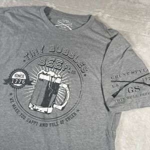 Grunt Style T Shirt Mens Size XL Gray Short‎ Sleeve Tiny Bubbles Beer Co.  1776